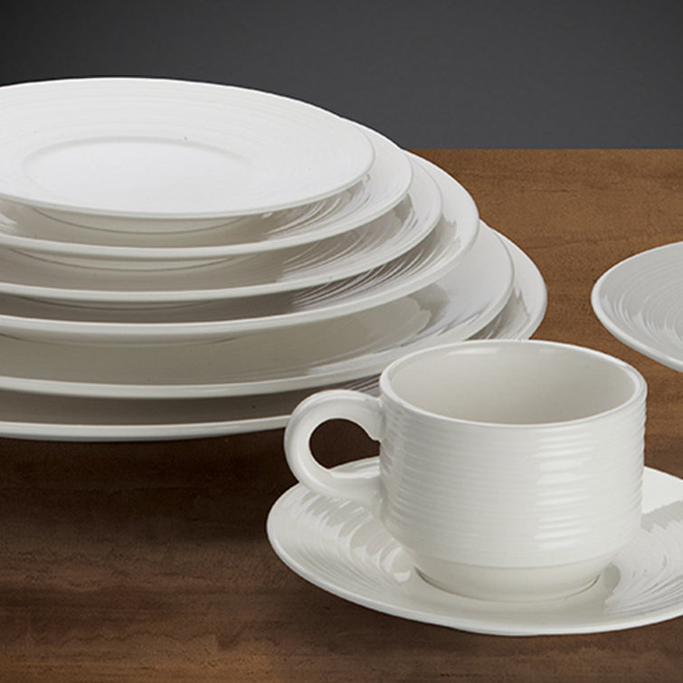 Latitude Run® Sharod Latitude Run 6.5 Inch White Porcelain Dessert Plates Zendo Collection For 4